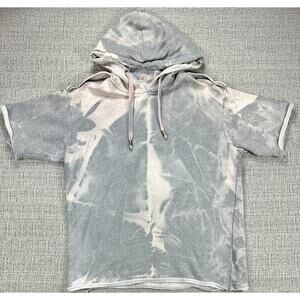 Galliano Hoodie Shirt Sz M Gray Tie Dye Custom Short Sleeve Graphic Italy